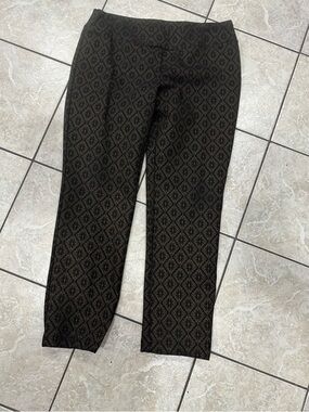 Soft Surroundings Dark Black Diamond-Pattern pull on Dress Pants